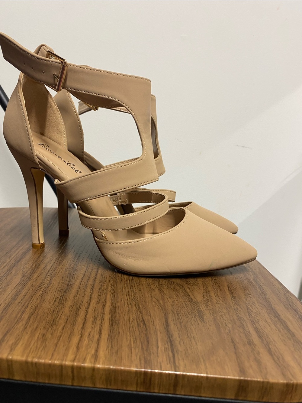 Cutout Strappy Pointed-Toe Heels in Nude - Picture 4 of 4